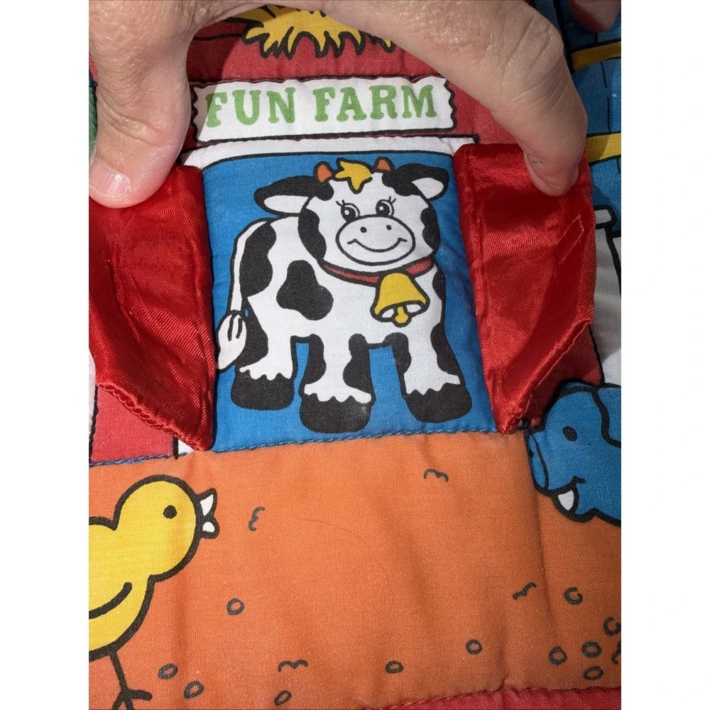 Vintage 1996 Kids II 26x26 Activity  Play Mat Town Farm Sensory Mirror Crinkle